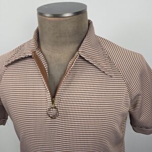 Vintage Late 60’s- 70’s David Langman Dagger Collar Gingham Groovy Shirt Mens M